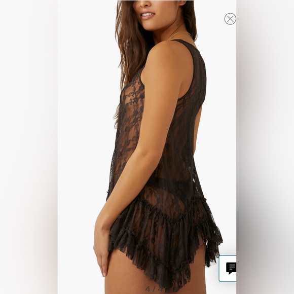 NWT Free People Everything in Lace Tunic Top Color: Dark brown & ivory Size XS - Picture 2 of 7